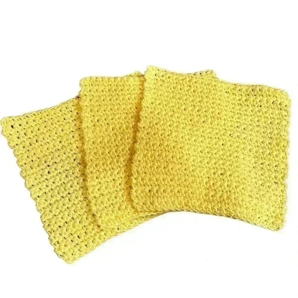 Hand Crocheted Washcloth/Dishcloth - Set of 3